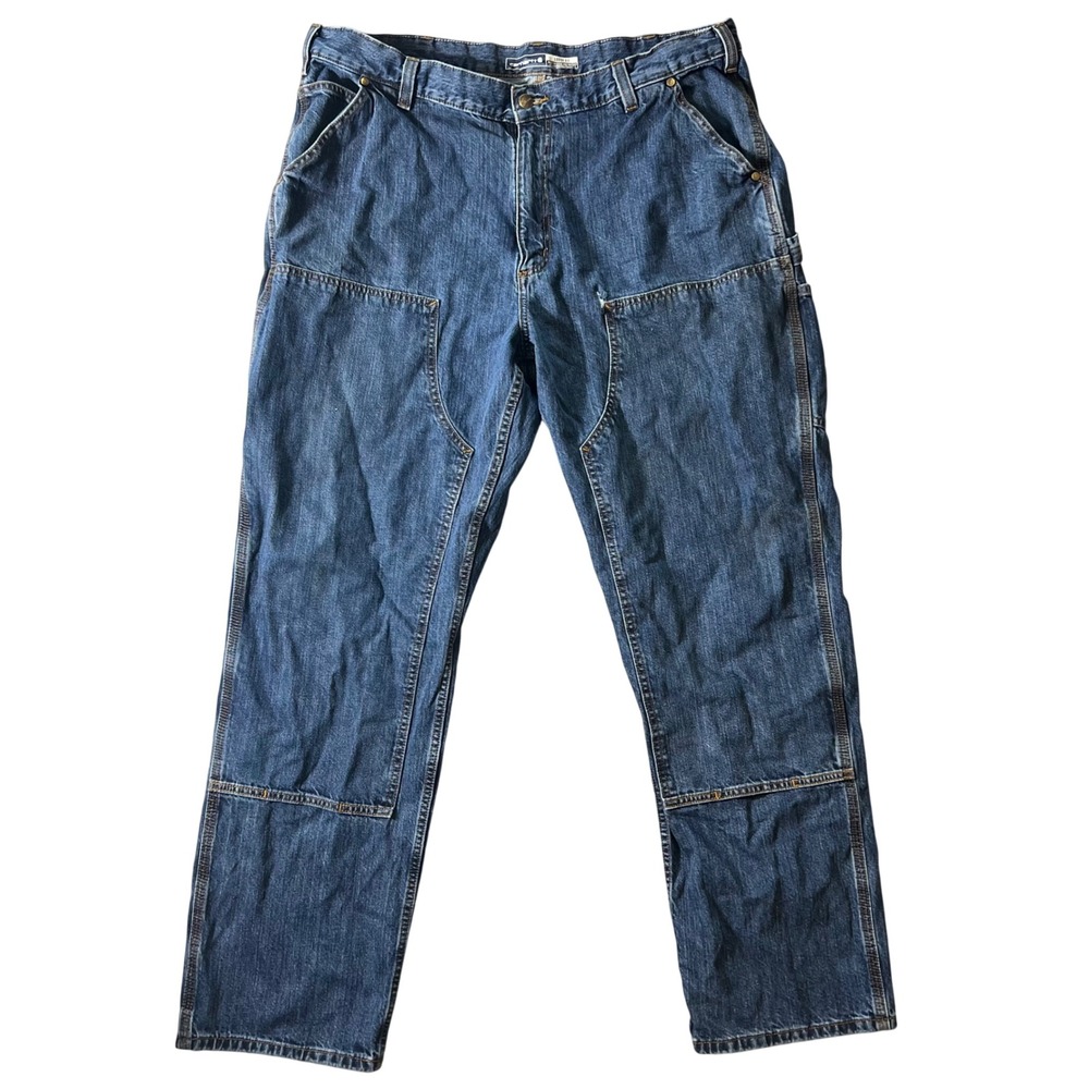 Carhartt Loose Fit Double Front Logger Jeans Dark Wash Blue 40x34 BD4944-M